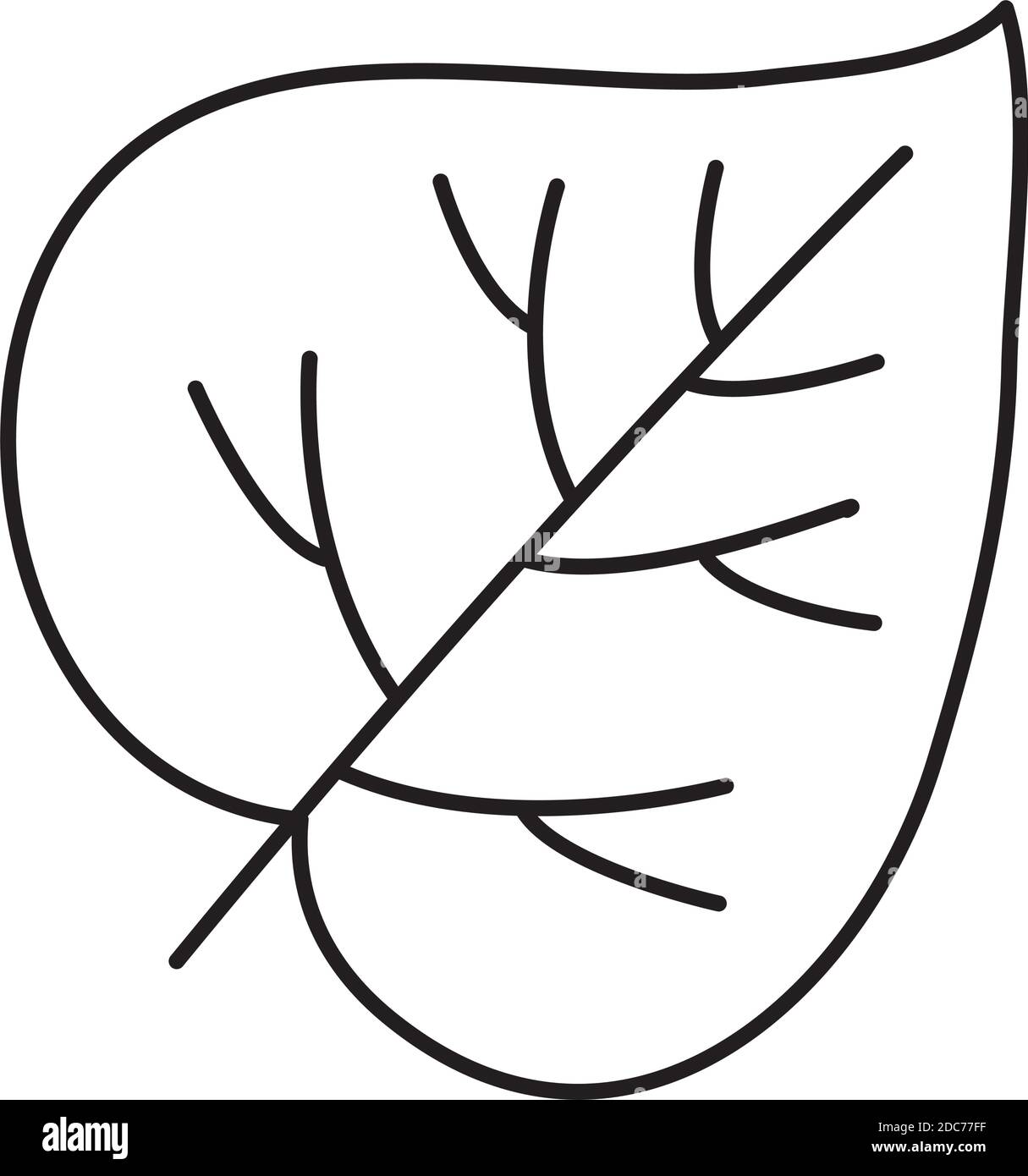 foglia a forma di cuore su sfondo bianco, stile di linea, illustrazione vettoriale Illustrazione Vettoriale