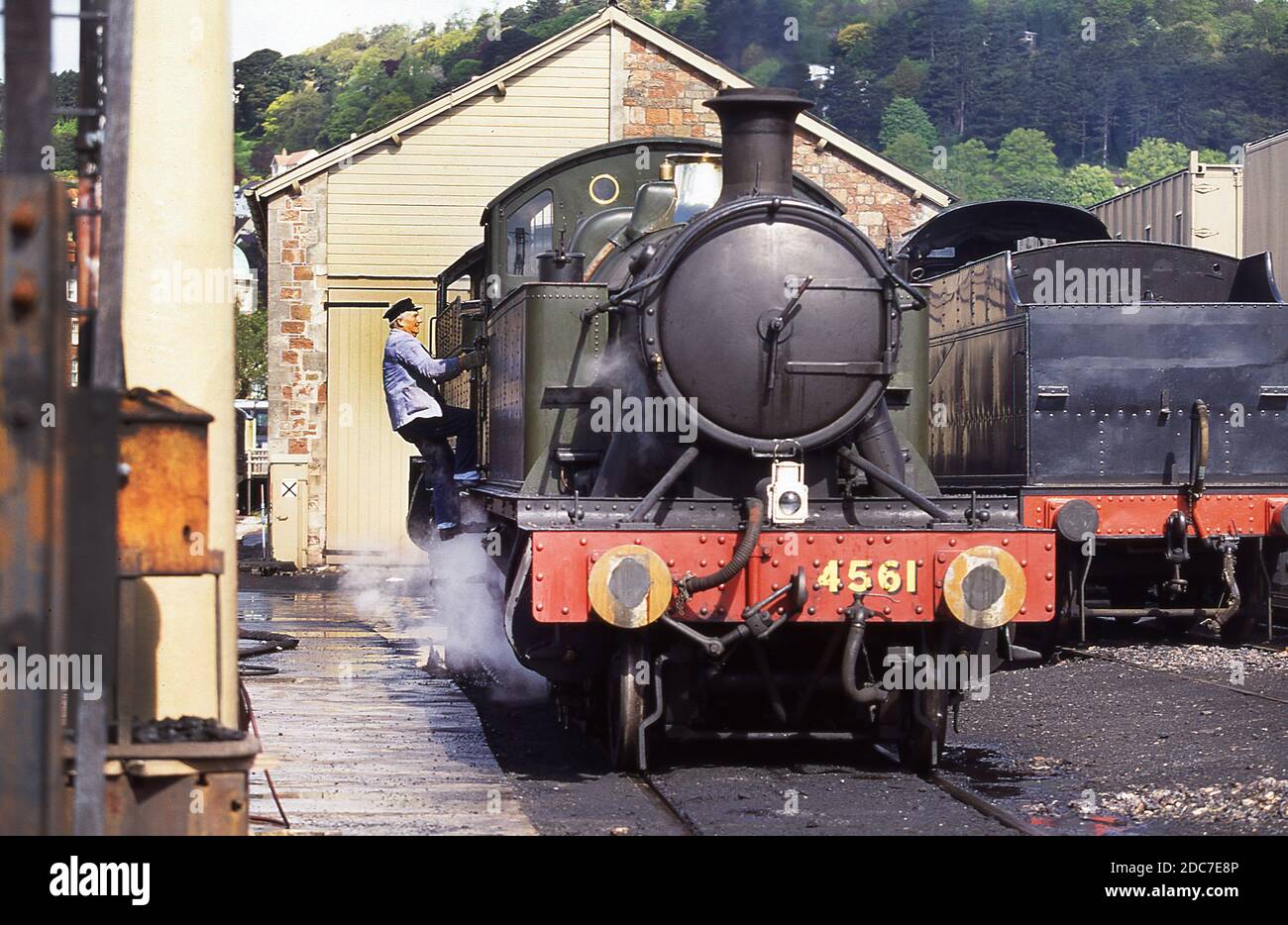 Motore a serbatoio GWR sulla West Somerset Railway a Minehead stazione 1996 Foto Stock