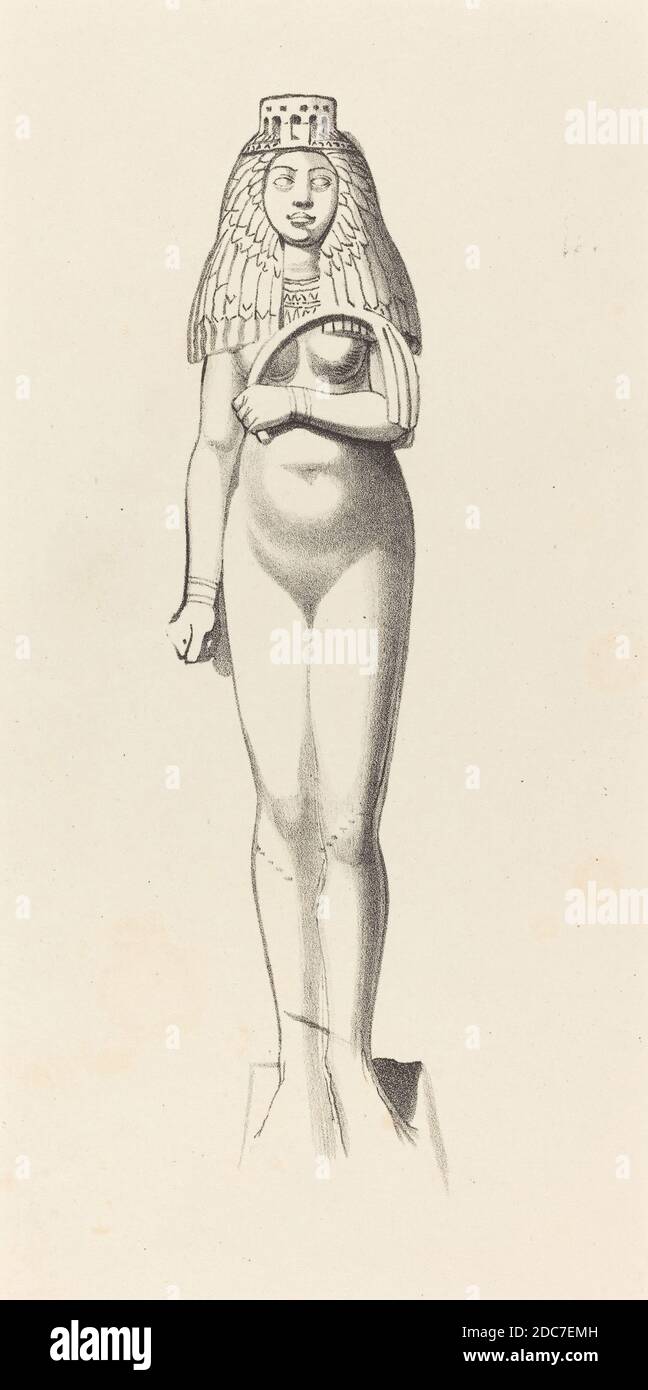 Walton, (artista), britannico (?), attivo 19 ° secolo, John Flaxman, (artista dopo), britannico, 1755 - 1826, Figura di Bucaste o Isis, Flaxman 'Lezioni sulla scultura:' pl.10, (serie), pubblicato 1829, litografia Foto Stock