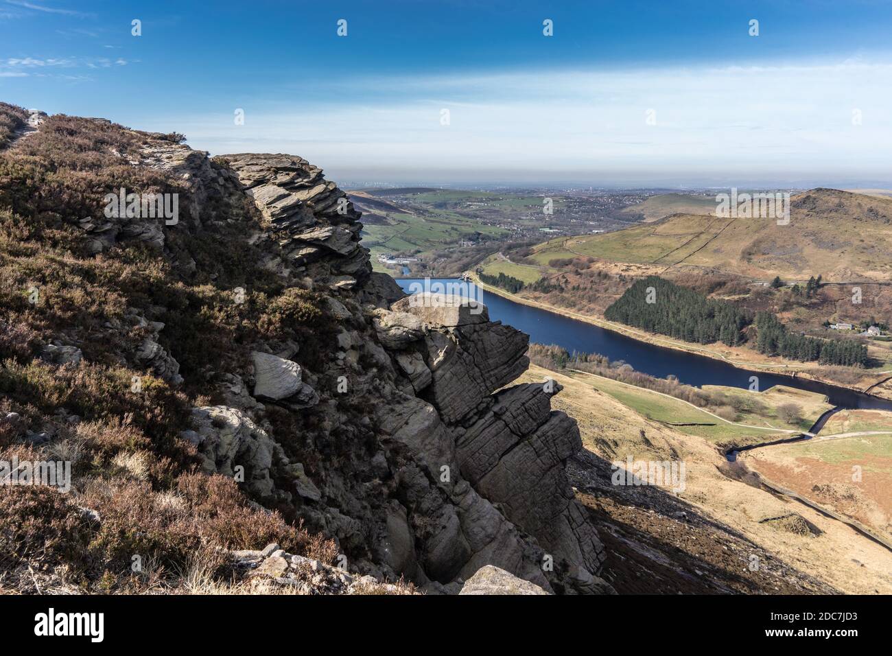 dean rocce sopra il bacino idrico dei coloni, distretto di picco inglese Foto Stock