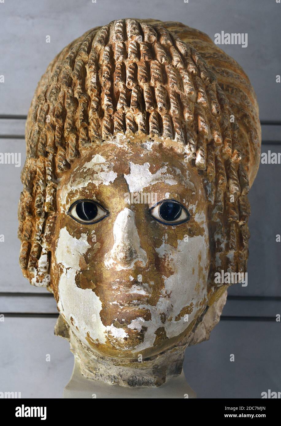 Maschera funeraria di una donna, periodo romano, 2 °-4 ° secolo, DC Museo Lione Egitto egiziano. Foto Stock