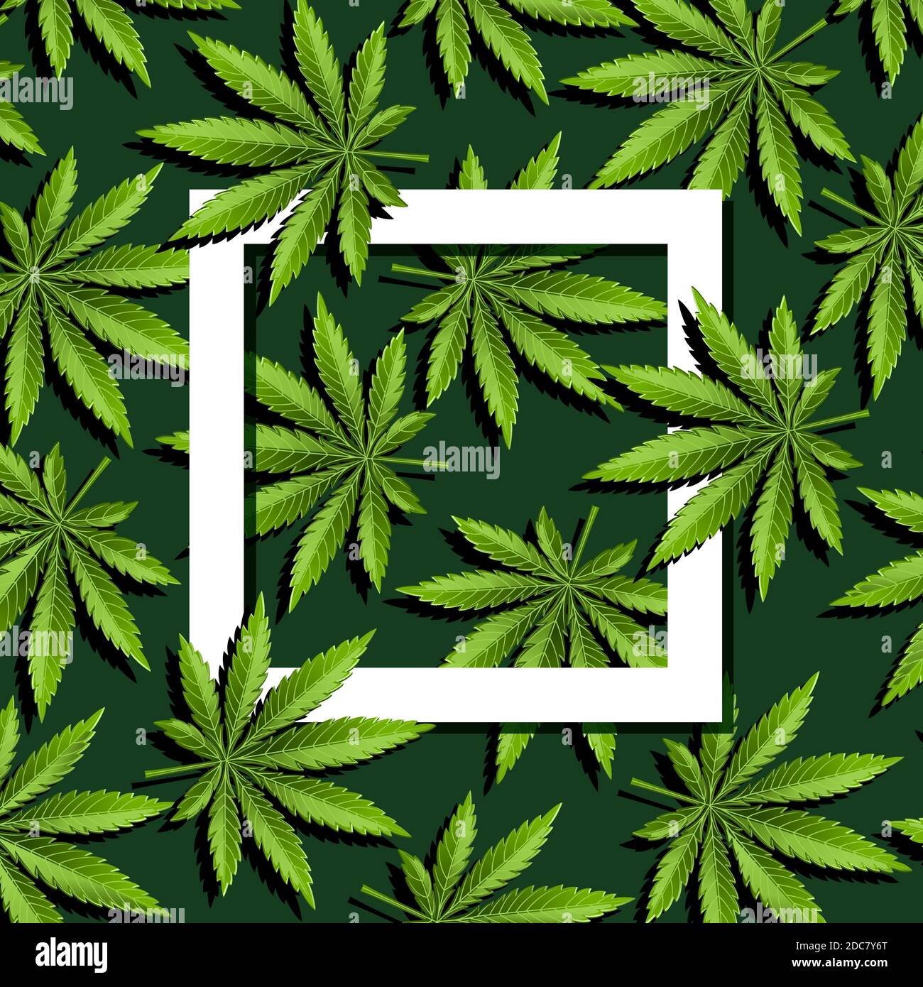 Telaio di carta con foglie di marijuana, foglie di cannabis Illustrazione Vettoriale