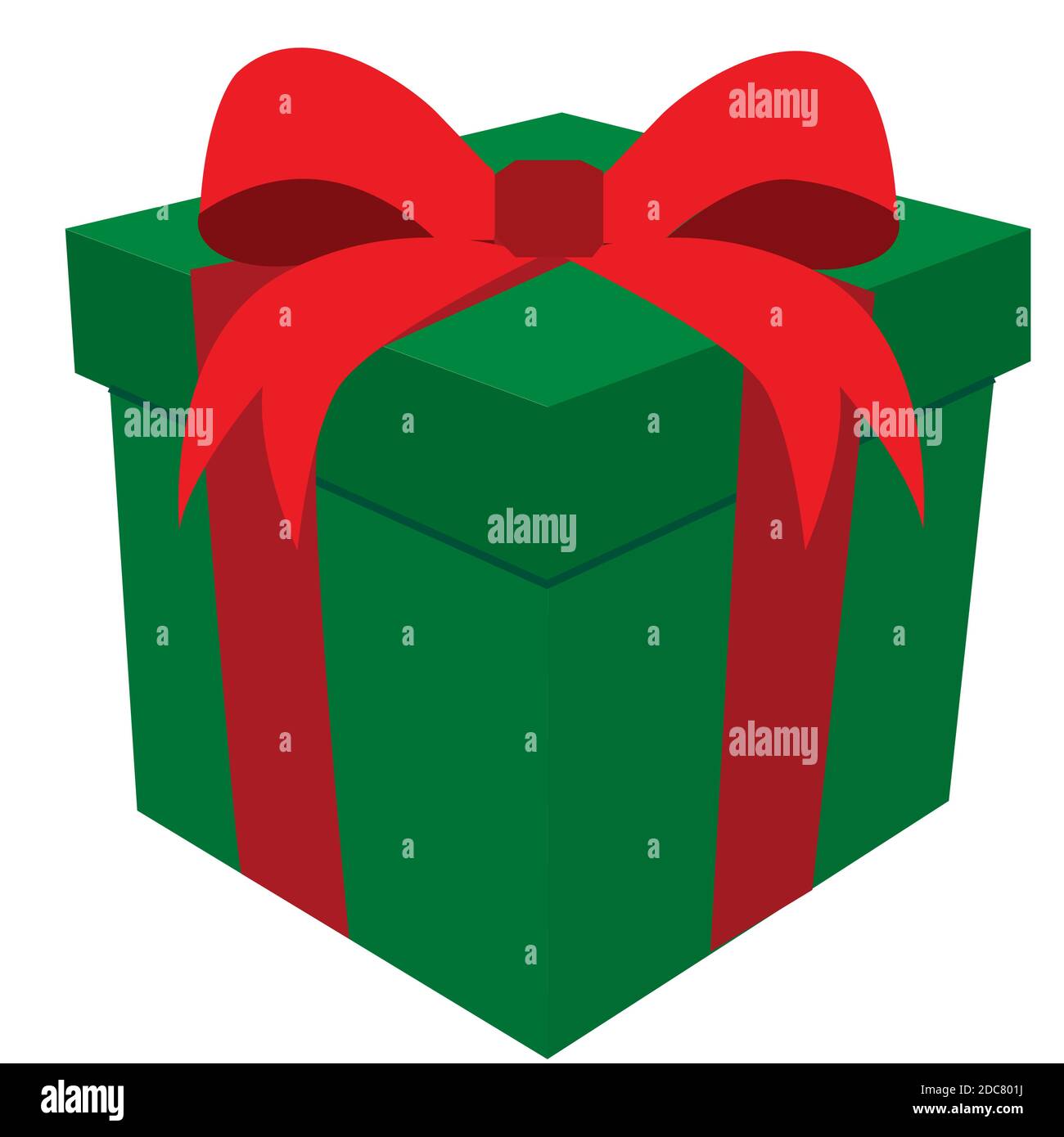 Vector illustration.scatola regalo rossa con arco verde. Illustrazione Vettoriale