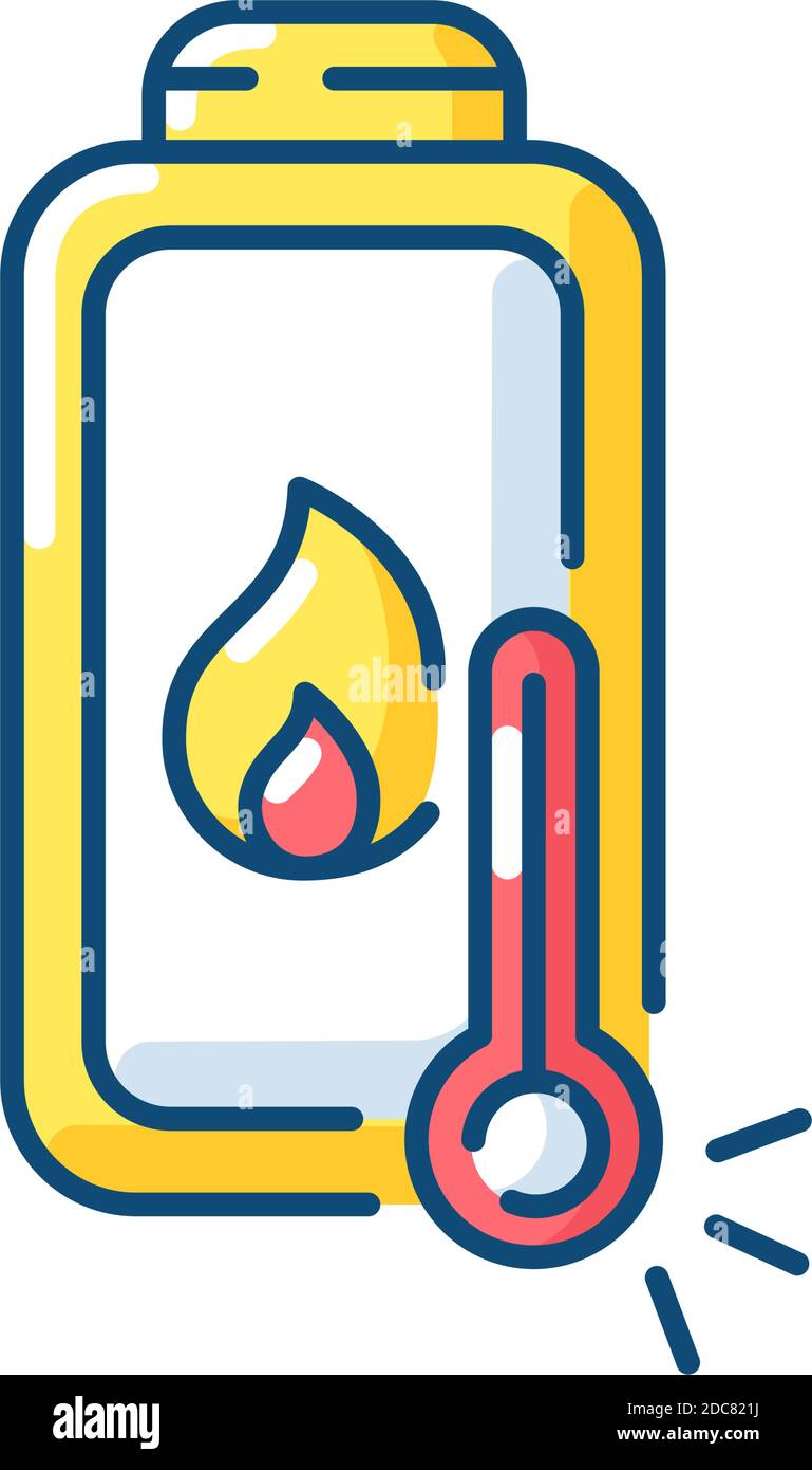 Problema di surriscaldamento della batteria icona colore RGB Illustrazione Vettoriale