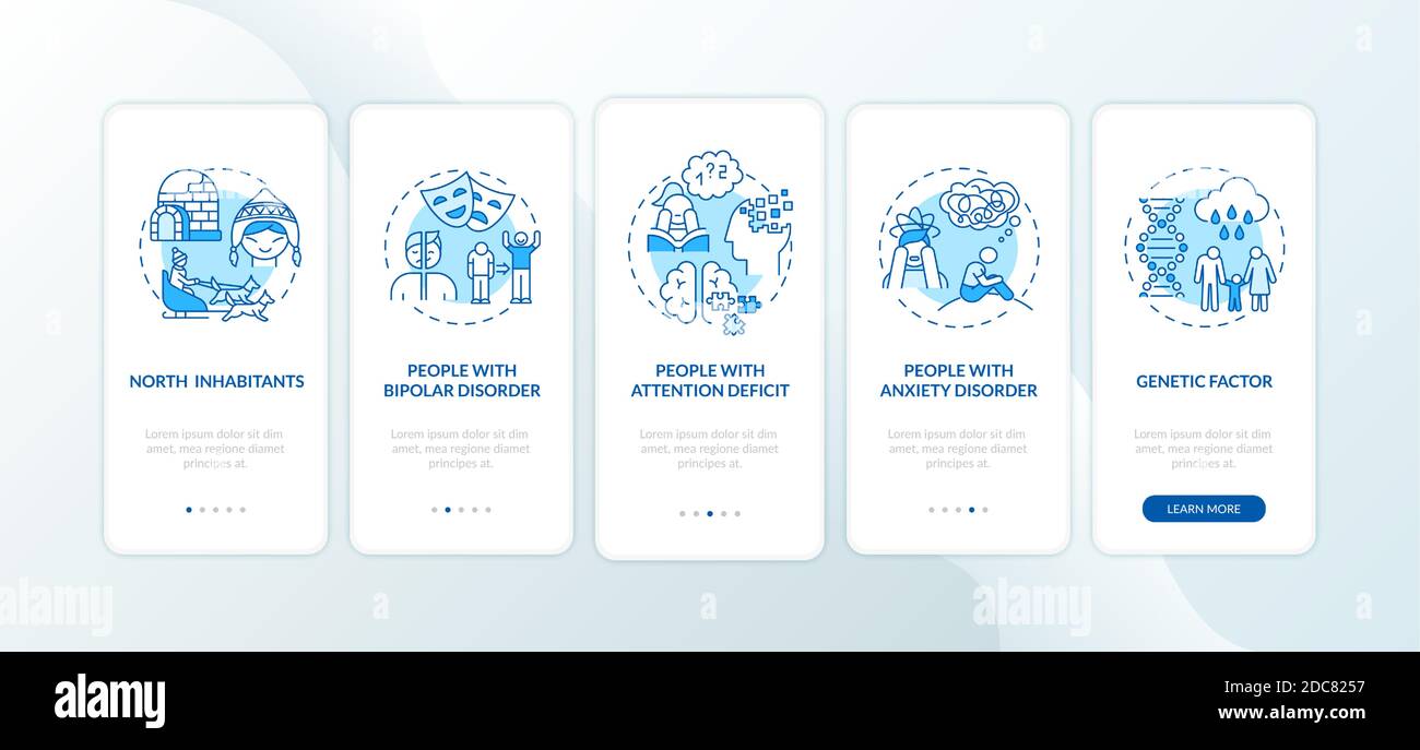 GRUPPI DI rischio TRISTI che si imbarcano nella schermata della pagina dell'app mobile con concetti Illustrazione Vettoriale