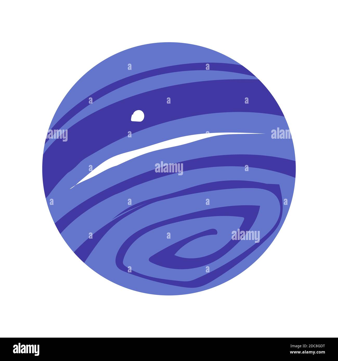 Illustrazione vettoriale di Planet Nettuno. Pianeta blu sferico con superficie illuminata con rilievo isolato sullo sfondo Illustrazione Vettoriale