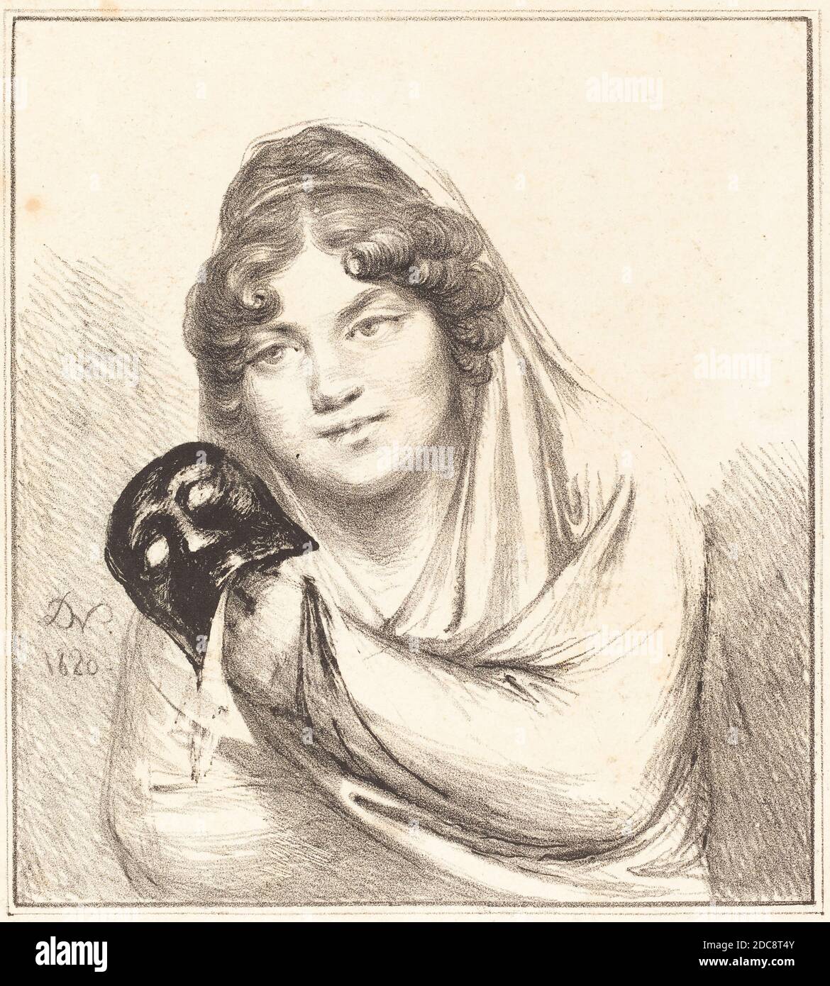 Vivant Denon, (artista), francese, 1747 - 1825, ragazza con maschera, 1820, litografia Foto Stock