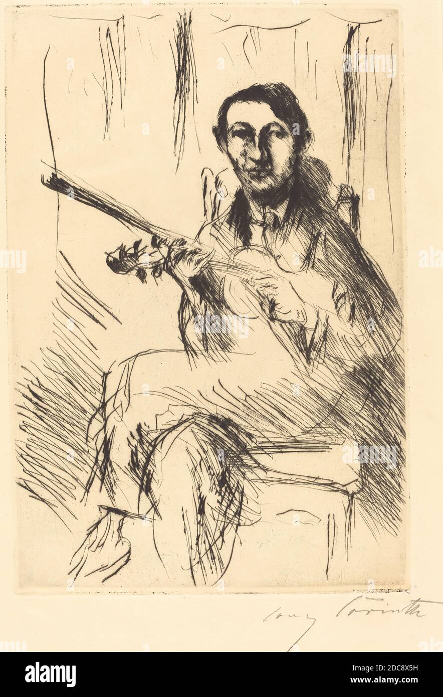 Lovis Corinth, (artista), tedesco, 1858 - 1925, Bildnis Andreas Weissgaerber (Ritratto di Andreas Weissgaerber), 1919, punto secco in nero su carta deposta, piastra: 34 x 23 cm (13 3/8 x 9 1/16 pollici), foglio: 44.8 x 31.5 cm (17 5/8 x 12 3/8 pollici Foto Stock