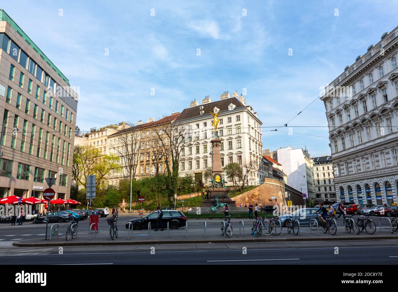 Scultura Liebenberg-Denkmal a Mölker Bastei, Vienna, Austria. Foto Stock