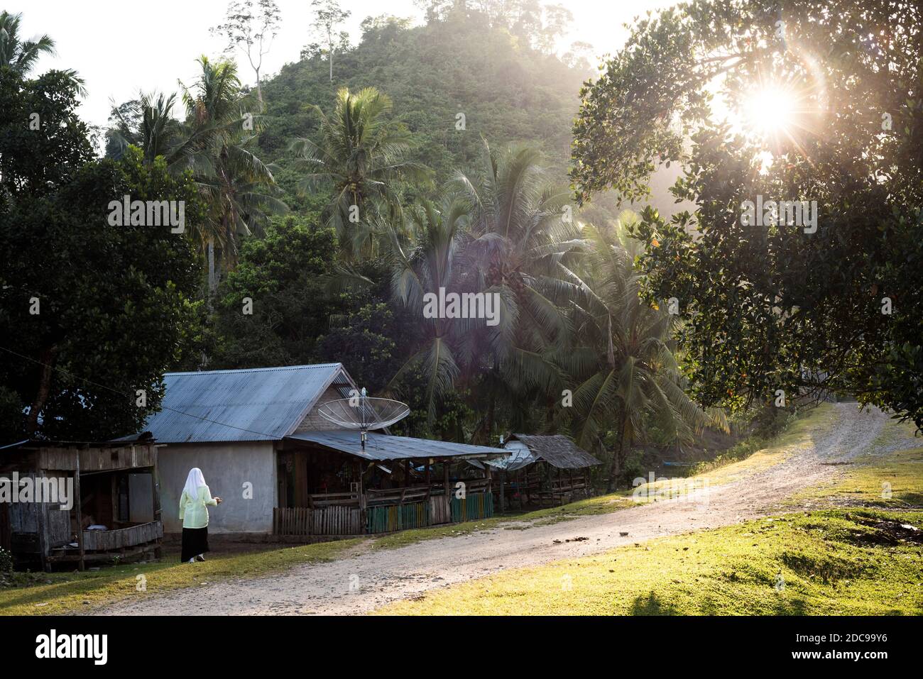 Sungai Pinang, un tradizionale villaggio indonesiano vicino a Padang a Sumatra Ovest, Indonesia, Asia Foto Stock