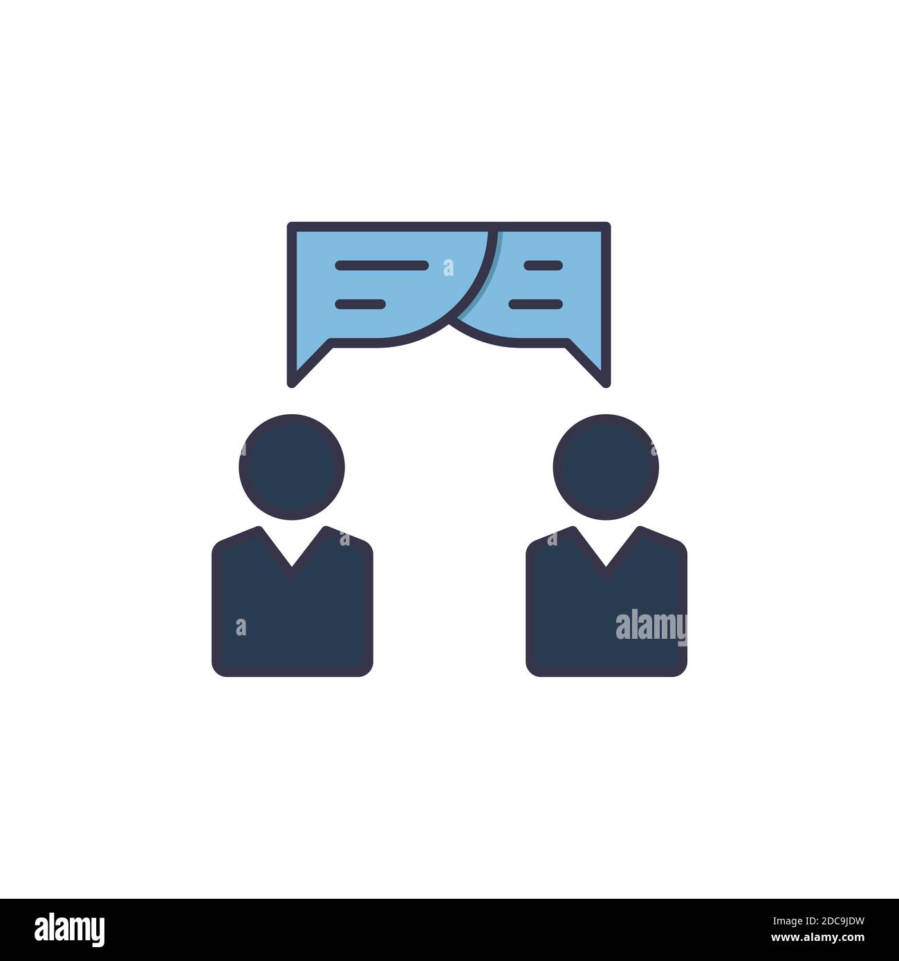 Collaborazione, icona conversazione, colore, linea, segno vettoriale contorno, pittogramma stile lineare isolato su bianco. Simbolo, illustrazione del logo. Stro modificabile Illustrazione Vettoriale