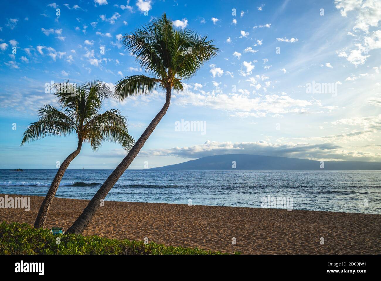 Scenario della spiaggia di Kaanapali di Maui isola, Hawaii Foto Stock