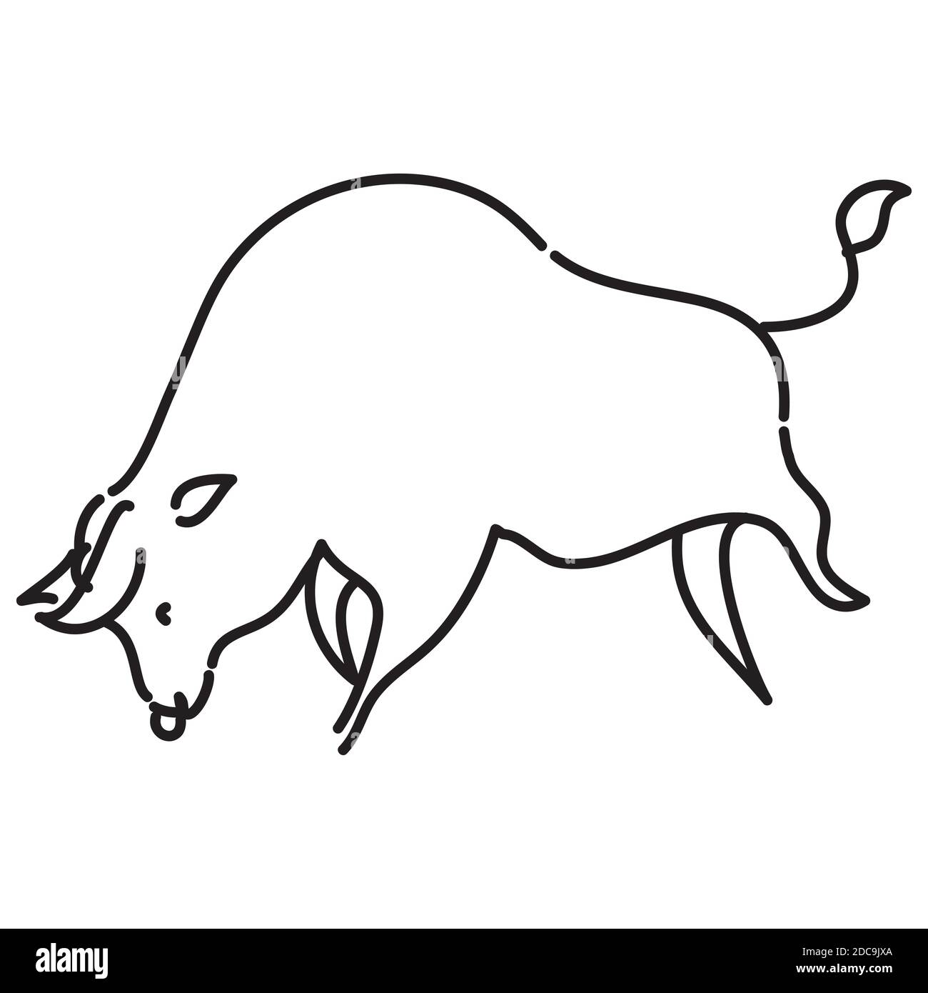 Mano disegnata di un bue. 2021 zodiaco. Art. Linea Illustrazione Vettoriale