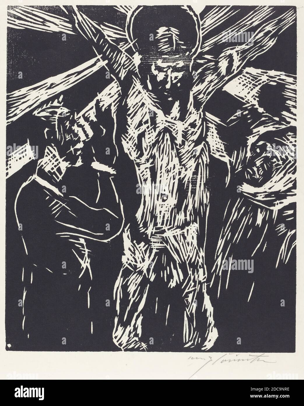 Lovis Corinth, (artista), tedesco, 1858 - 1925, Christus am Kreuz (la Crocifissione), 1919, taglio di legno nero, immagine: 14 3/16 x 11 7/8 pollici. (36.1 x 30.2 cm), foglio: 19 x 14 15/16 pollici (48.2 x 38 cm Foto Stock