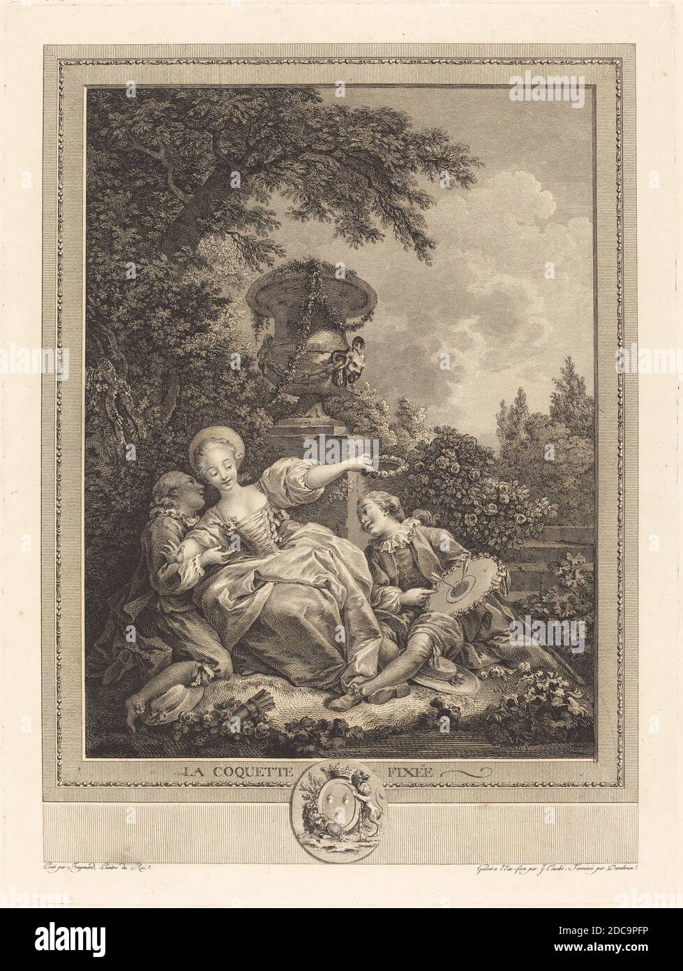 Jean Dambrun, (artista), francese, 1741 - 1808 o dopo, Jacques Couché, (artista), francese, 1750 o 1759 - 1802 o dopo, Jean Honoré Fragonard, (artista dopo), francese, 1732 - 1806, la coquette fissee, incisione e incisione Foto Stock