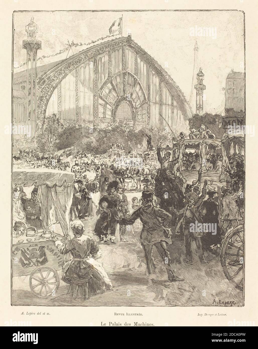 Auguste Lepère, (artista), francese, 1849 - 1918, le Palais des Machines, Revue Illustree, (serie), pubblicato nel 1889, incisione in legno Foto Stock