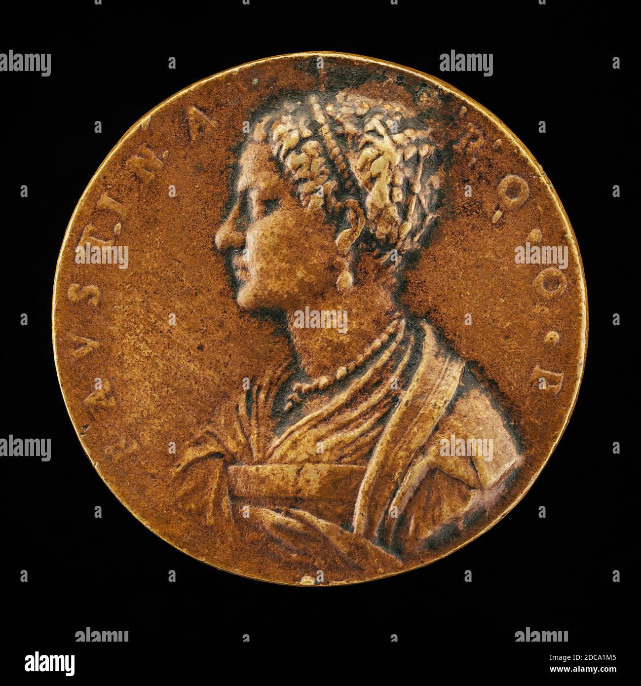 Italian 16th Century, (artista), Faustina Romana (?), 16th Century, Bronze/Late Cast, tuta (diametro): 4.74 cm (1 7/8 in.), peso lordo: 35.14 gr (0.077 lb.), asse: 12:00 Foto Stock