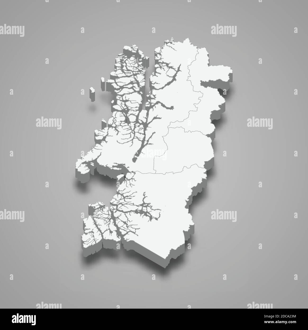 La mappa isometrica 3d di Aysen è una regione del Cile, illustrazione vettoriale Illustrazione Vettoriale