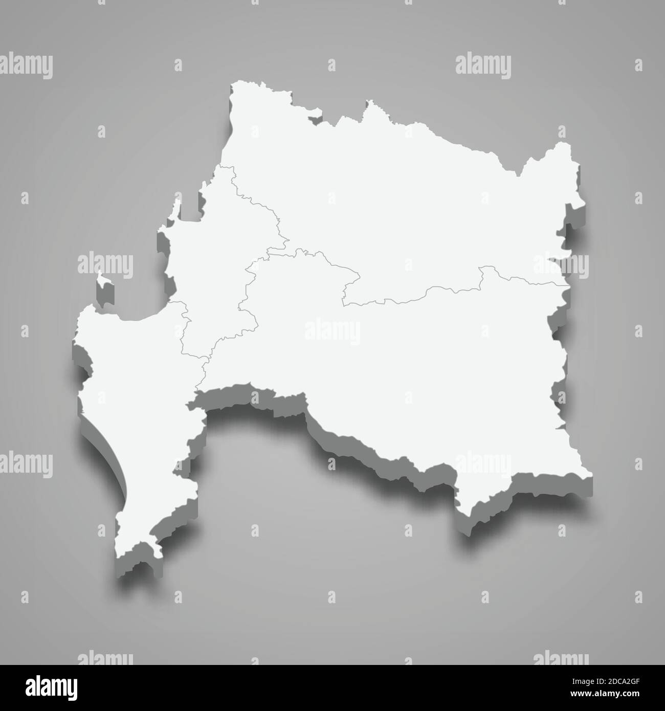 La mappa isometrica 3d di Biobio è una regione del Cile, illustrazione vettoriale Illustrazione Vettoriale