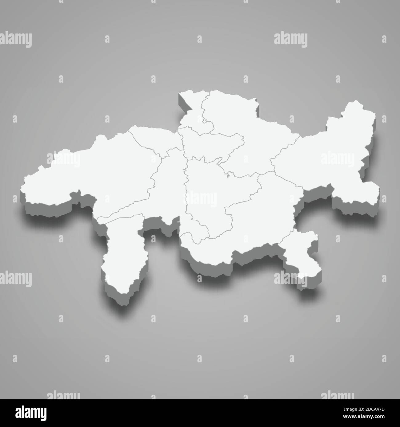 La mappa isometrica 3d dei Grigioni è un cantone svizzero, illustrazione vettoriale Illustrazione Vettoriale