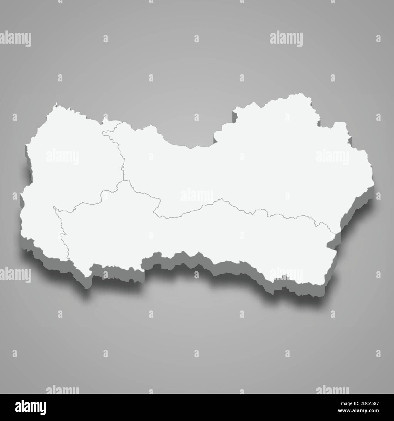 La mappa isometrica 3d di o'Higgins è una regione del Cile, illustrazione vettoriale Illustrazione Vettoriale
