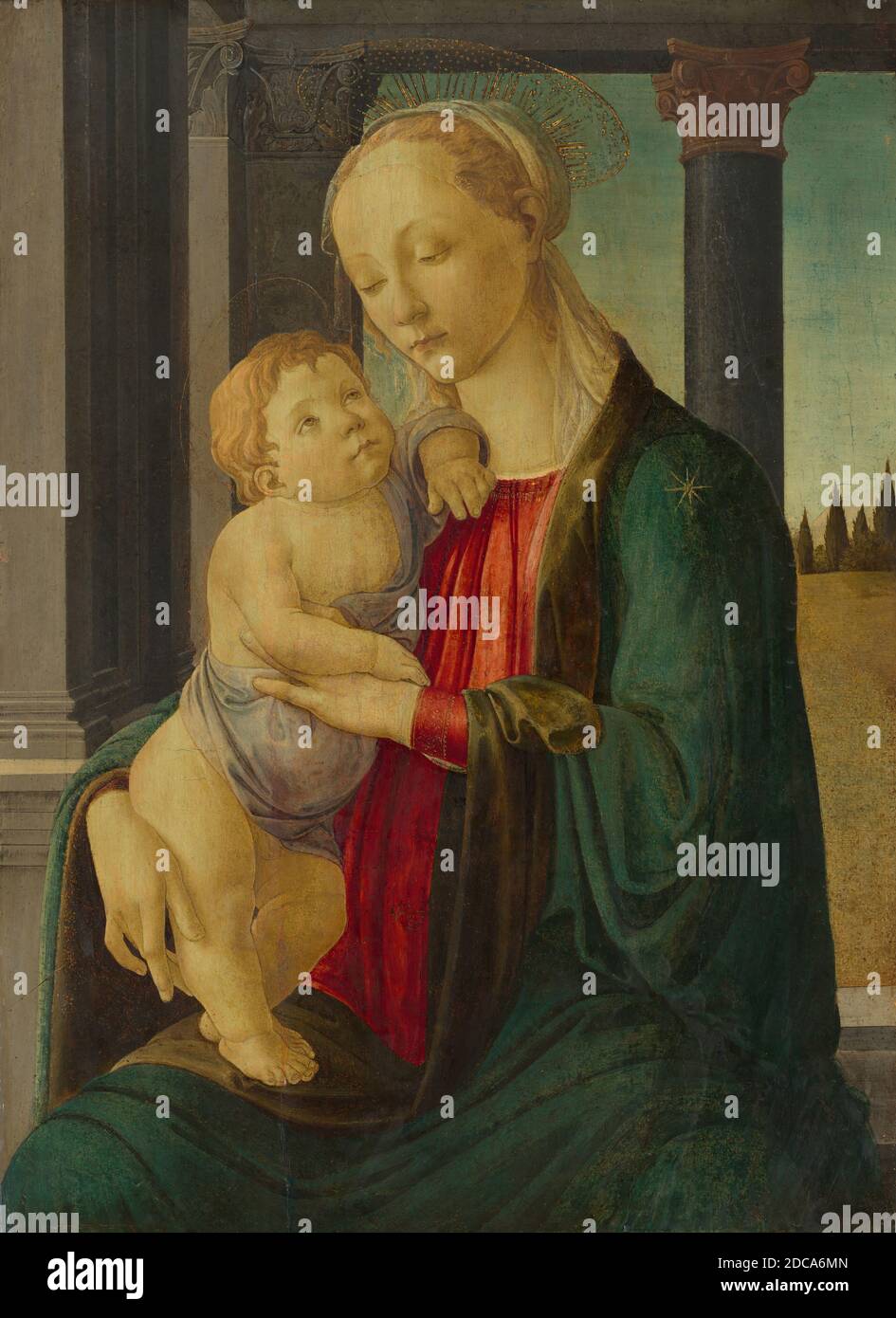 Sandro Botticelli, (pittore), fiorentino, 1446 - 1510, Madonna col Bambino, c.. 1470, tempera su pannello, totale: 74.5 x 54.5 cm (29 5/16 x 21 7/16 pollici), incorniciato: 113.7 x 94.9 x 8.6 cm (44 3/4 x 37 3/8 x 3 3/8 pollici Foto Stock