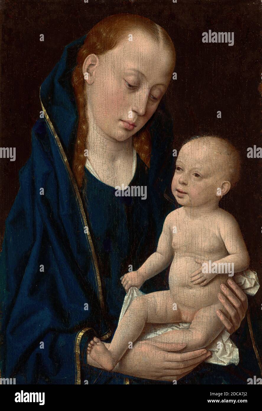 Dirck Bouts, (artista), olandese, c.. 1415/1420 - 1475, Madonna col Bambino, c. 1465, olio su pannello, totale: 22.5 x 15.5 cm (8 7/8 x 6 1/8 in.), incorniciato: 28.4 x 20.9 cm (11 3/16 x 8 1/4 in Foto Stock