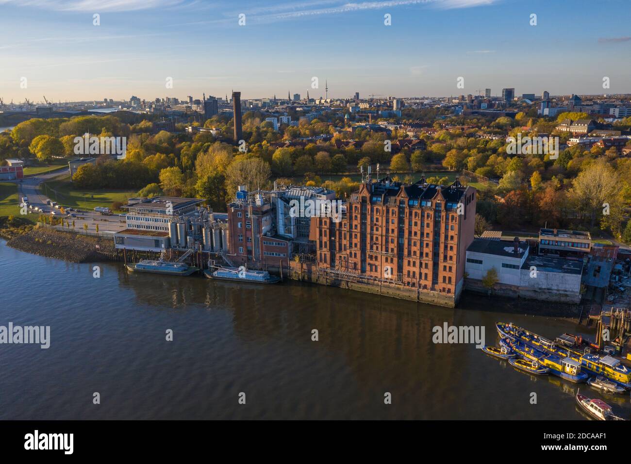 Veduta aerea di Billwerder Bucht ad Amburgo Foto Stock