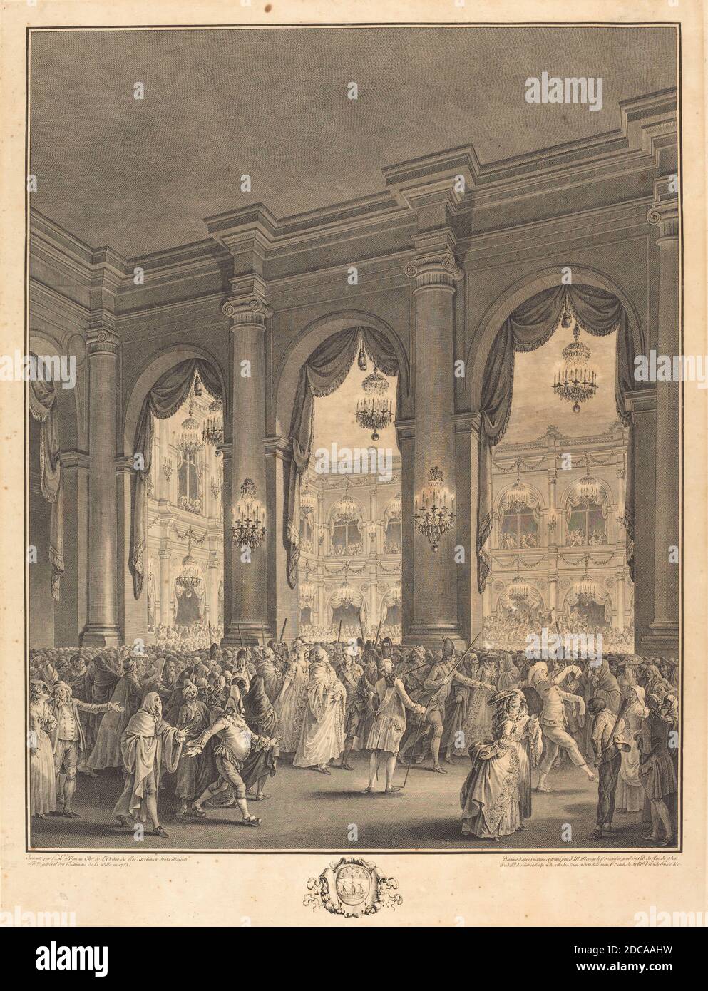 Jean-Michel Moreau il giovane, (artista), francese, 1741 - 1814, le Bal masqué, 1782, incisione e incisione Foto Stock