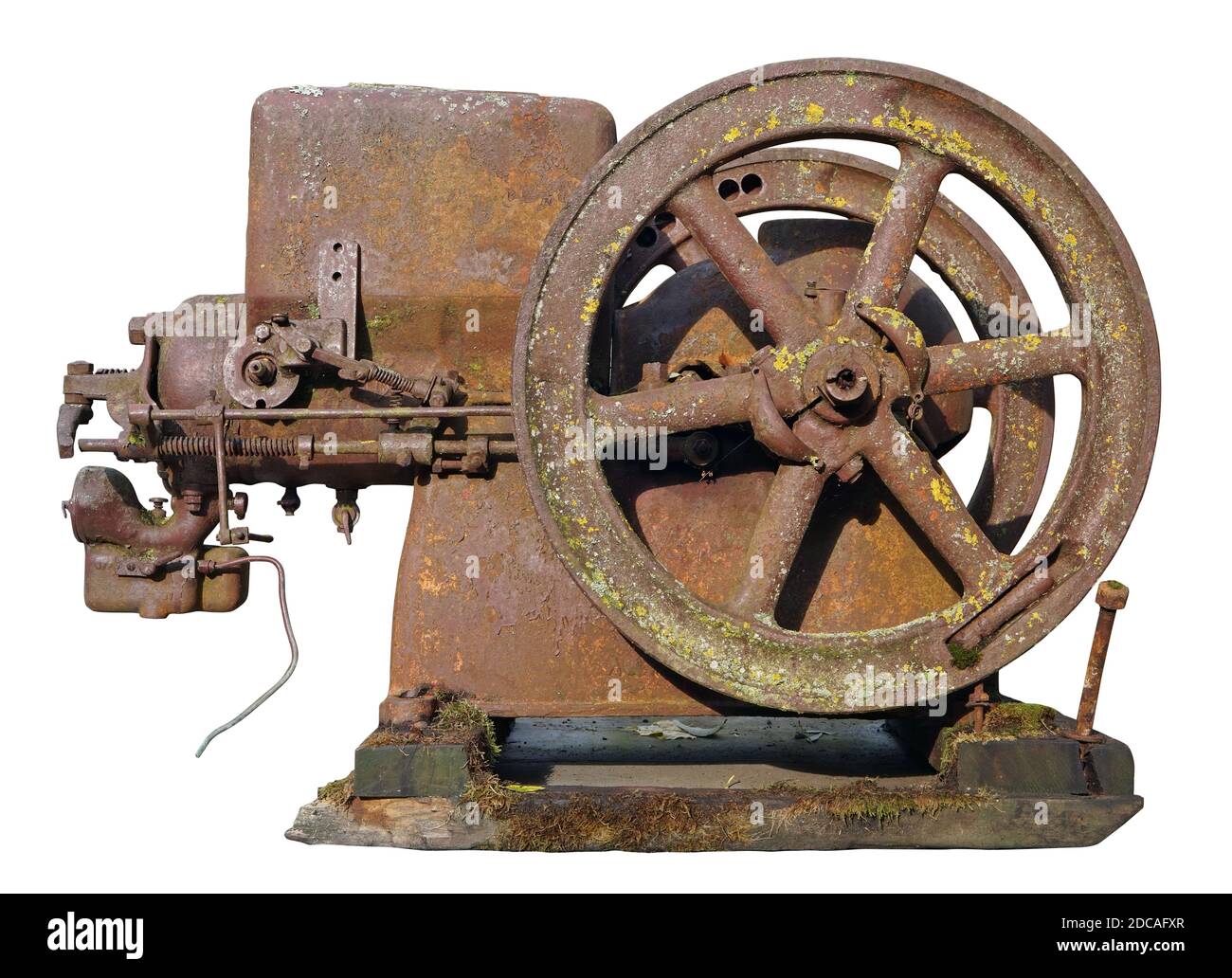 Motore diesel per piccoli trattori vintage arrugginito . Foto Stock