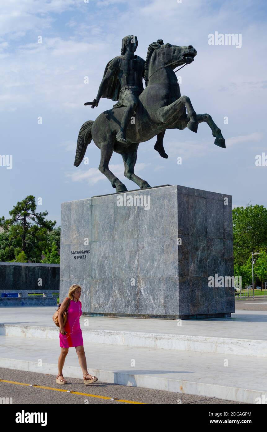 Statua di Alessandro Magno a Salonicco Greecebronze Foto Stock