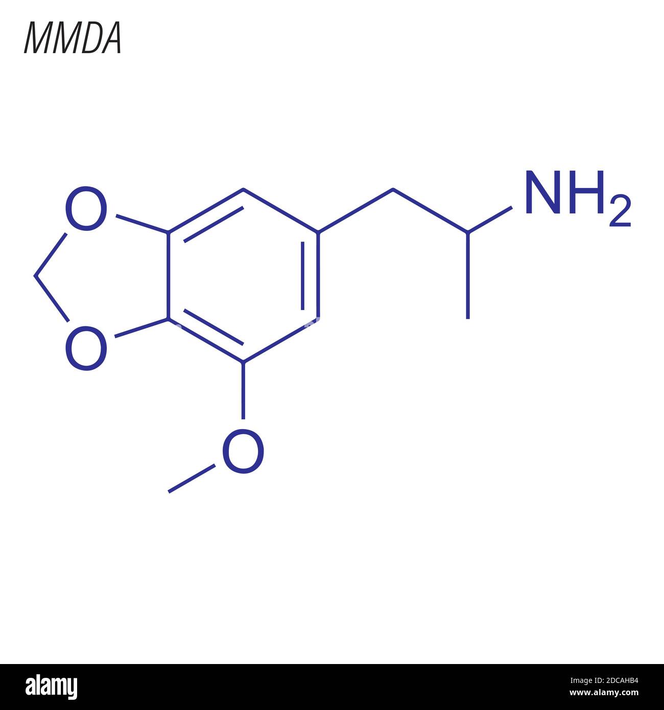 Formula scheletrica di MMDA. Molecola chimica del farmaco. Illustrazione Vettoriale