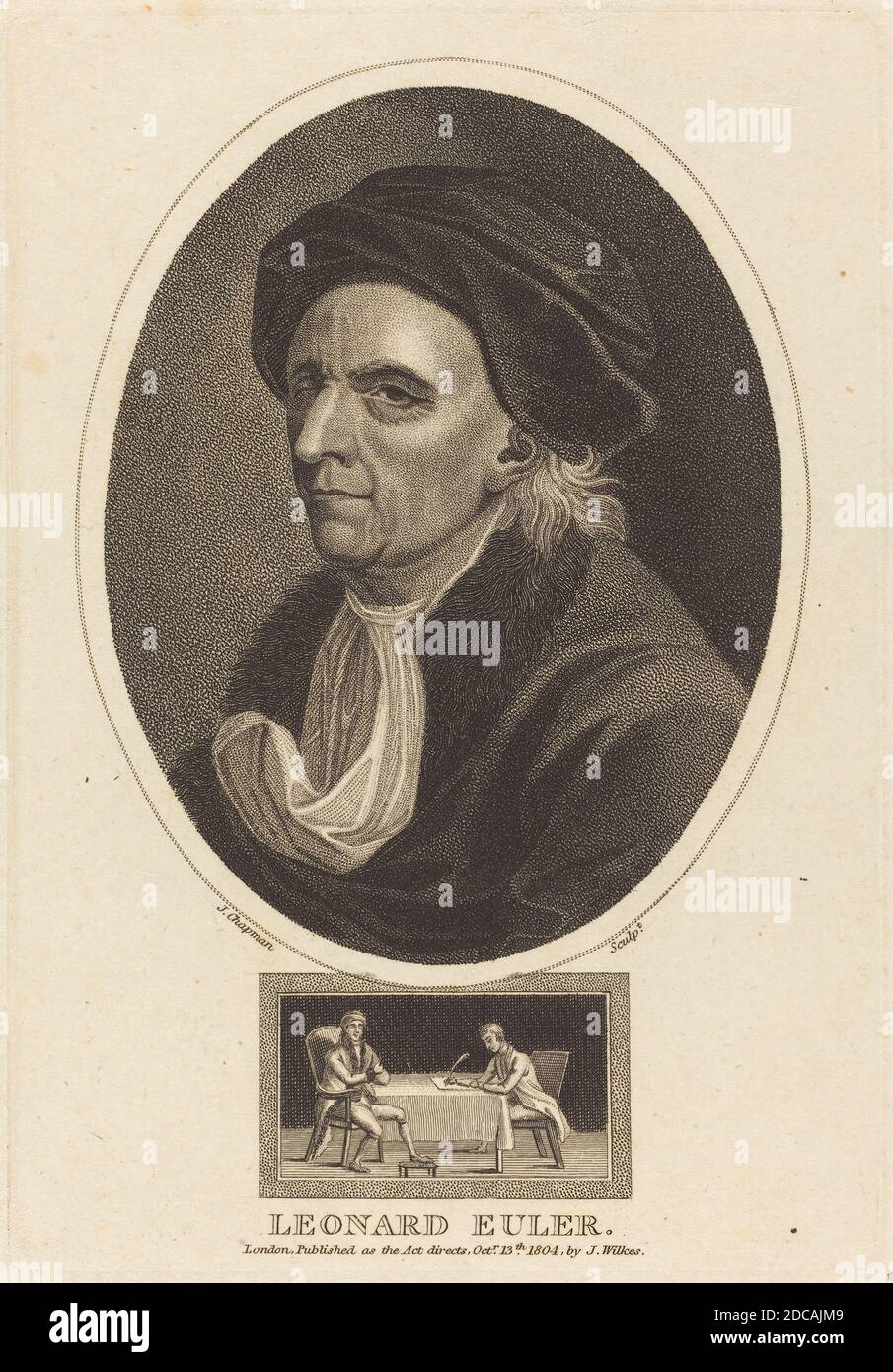 John Chapman, (artista), inglese, attivo 1792/1823, Leonard Euler, pubblicato 1804, incisione a stipsi Foto Stock