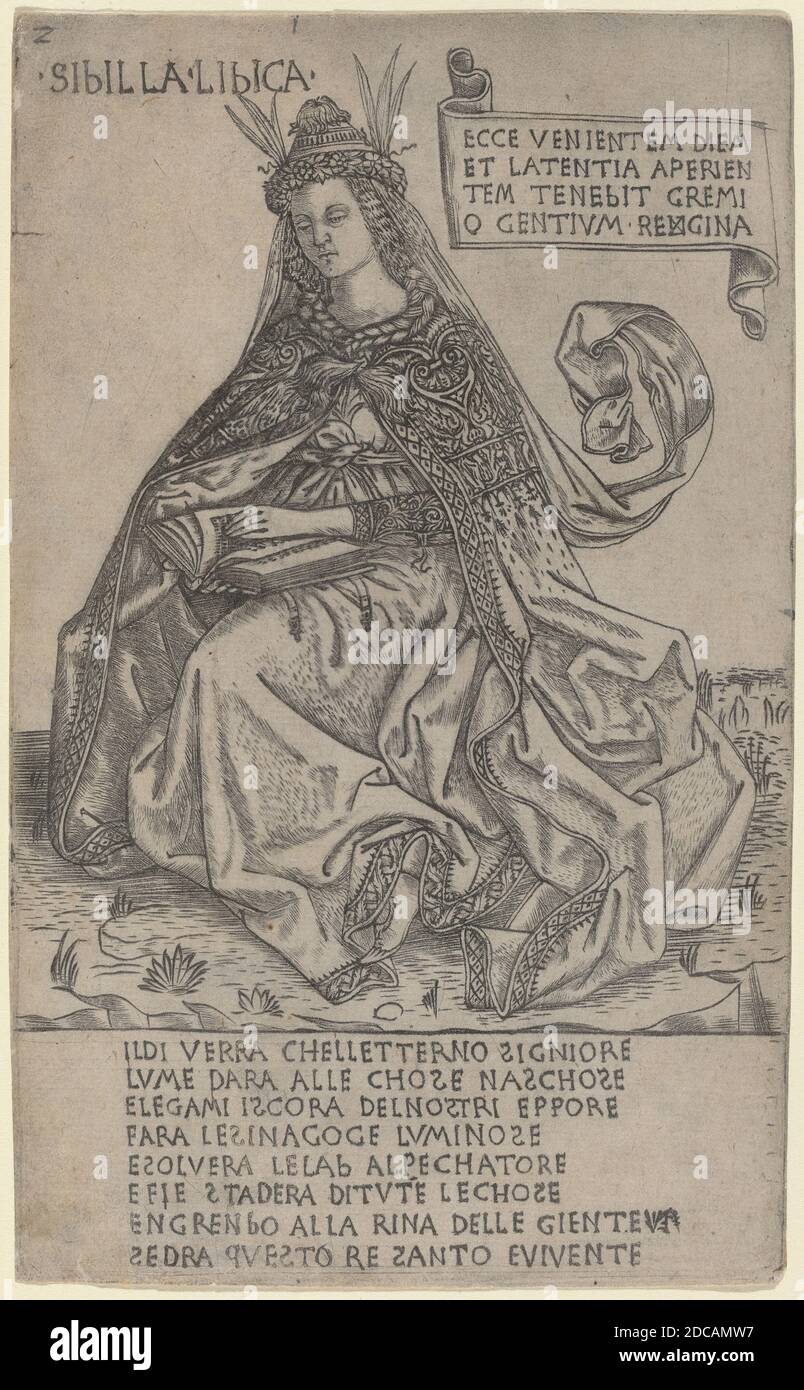 Baccio Baldini, (artista), fiorentino, morì nel 1487, Libico Sibyl, c.. 1470/1480, incisione, foglio: 17.8 x 10.8 cm (7 x 4 1/4 pollici Foto Stock