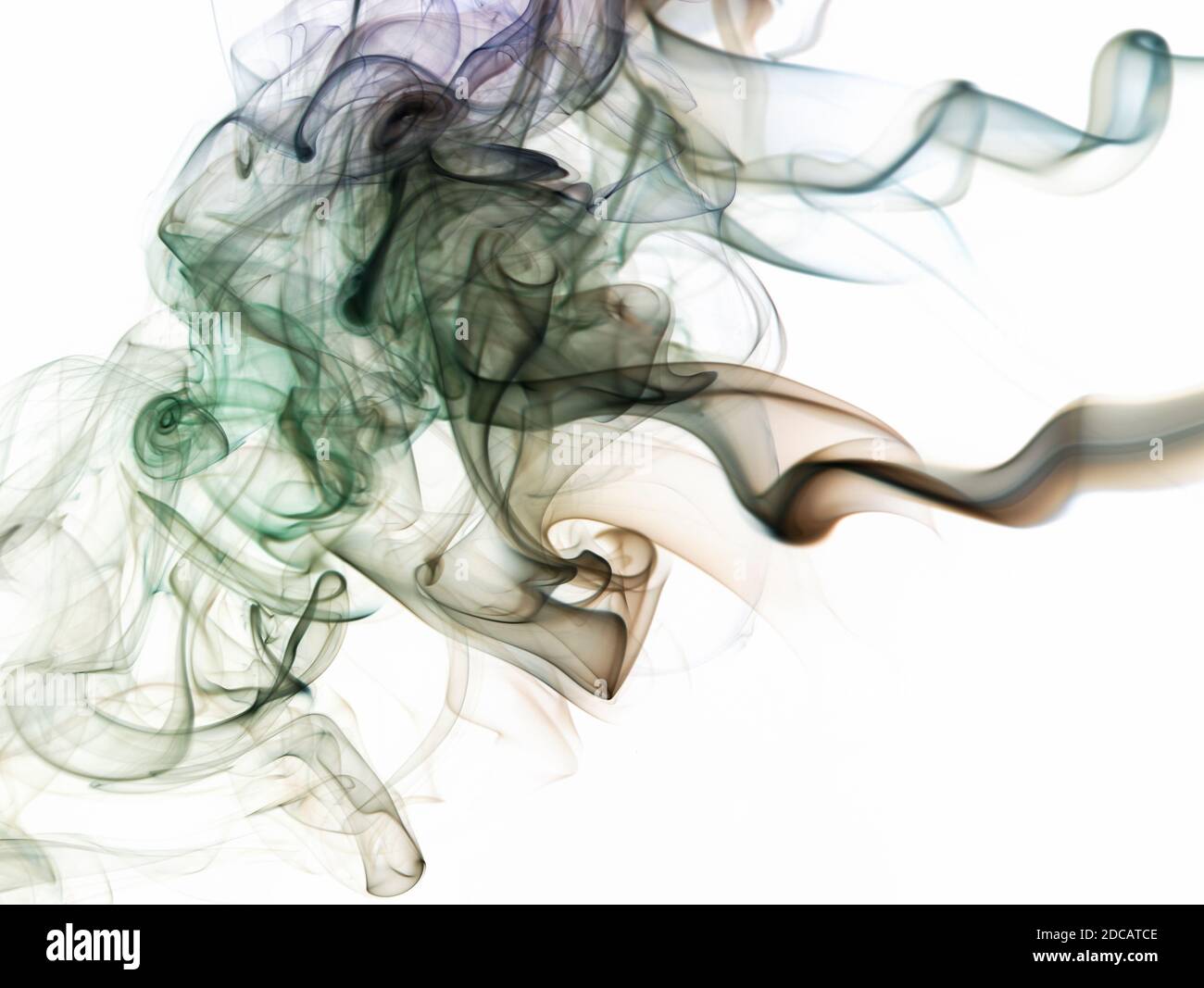 Rotazioni astratte di sfondo a forma di fumo isolato su sfondo bianco Foto Stock