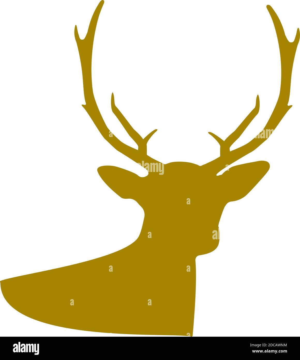 testa di renna e silhouette di antlers, simbolo di natale dorato illustrazione vettoriale Illustrazione Vettoriale