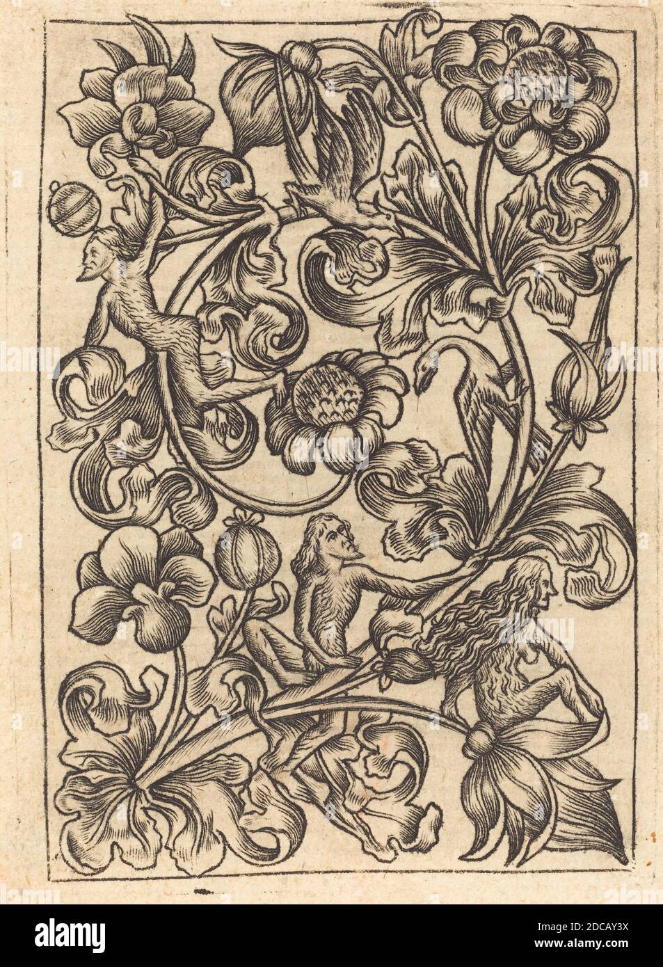 Tedesco 15 ° secolo, (artista), Maestro E.S., (artista collegato), tedesco, attivo c.. 1450 - attivo 1467, Ornament con Folk Selvatica, c. 1460/1465, incisione Foto Stock