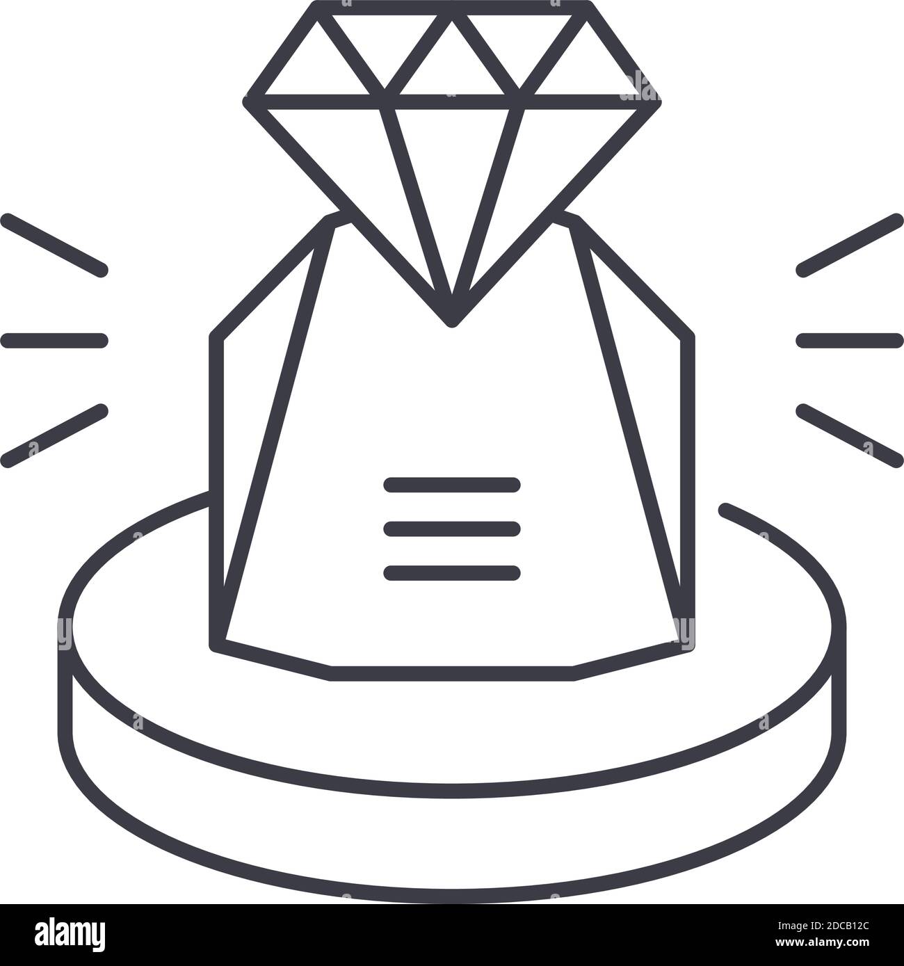 Icona a forma di diamante, illustrazione lineare isolata, vettore a linea sottile, segno di disegno web, simbolo del concetto di contorno con tratto modificabile su sfondo bianco. Illustrazione Vettoriale