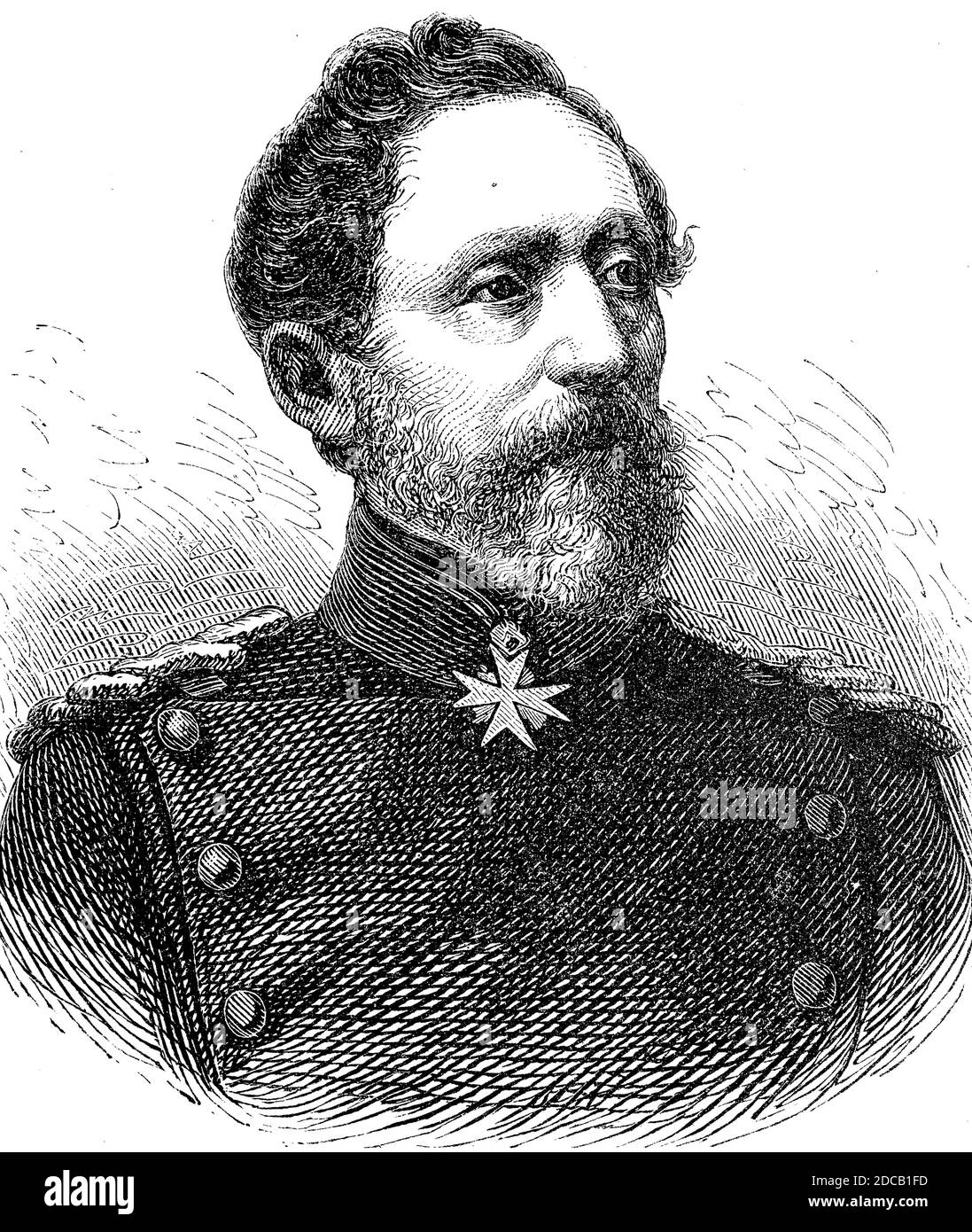 Karl Konstantin Albrecht Leonhard Graf von Blumenthal, 30 luglio 1810 - 21 dicembre 1900, un maresciallo prussiano, ricordò soprattutto per il suo intervento decisivo nella battaglia di Königgrätz nel 1866, le sue vittorie a Wörth e Weißenburg, E soprattutto il suo rifiuto di bombardare Parigi nel 1870 durante l'assedio / Karl Konstantin Albrecht Leonhard von Blumenthal, ab 1883 Graf von Blumenthal, 30. Luglio 1810 - 21. Dezember 1900, war ein preußischer Generalfeldmarschal, Historisch, storico, digitale riproduzione migliorata di un originale del 19 ° secolo / digitale Reproduktion einer Originalvorla Foto Stock