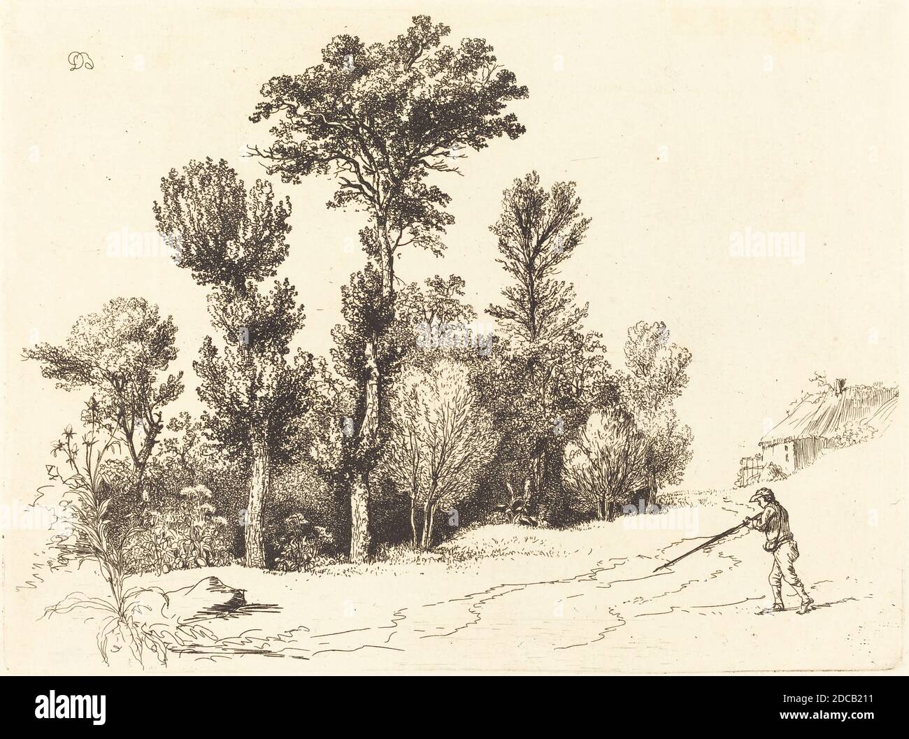 Jean-Jacques de Boissieu, (artista), francese, 1736 - 1810, Petit Bosquet au Chasseur, 1772, incisione e punto secco Foto Stock