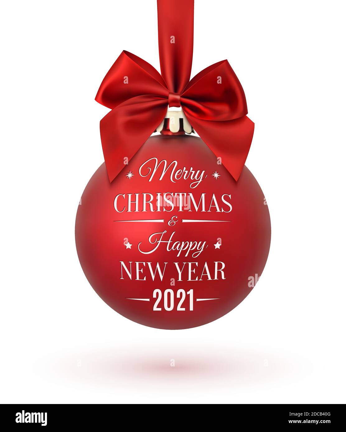 Buon Natale e felice anno nuovo 2021 palla albero di natale. Illustrazione Vettoriale