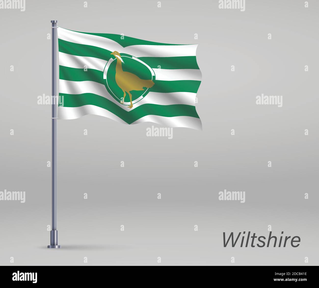 Bandiera sventolante del Wiltshire - contea dell'Inghilterra su flagpole. Modello per il giorno dell'indipendenza Illustrazione Vettoriale