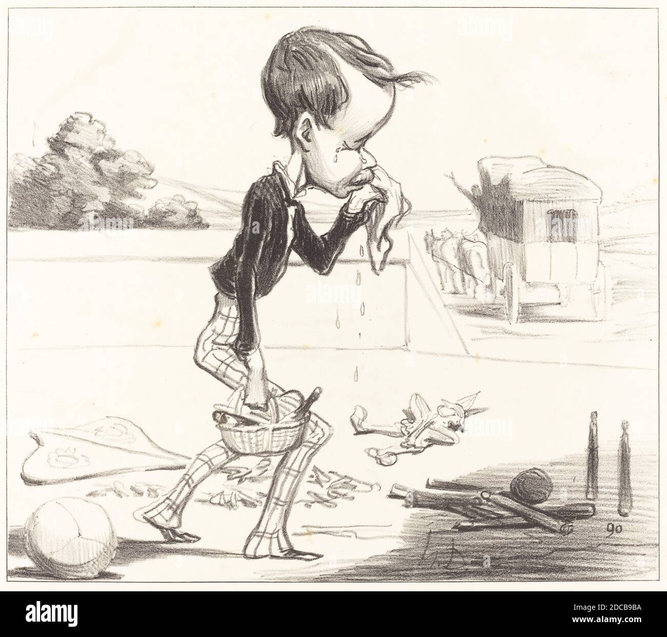 Honoré Daumier, (artista), Francese, 1808 - 1879, le Jeune Estancelin est obligé de rentrer en classe!, Actualités, (serie), 1849, litografia Foto Stock