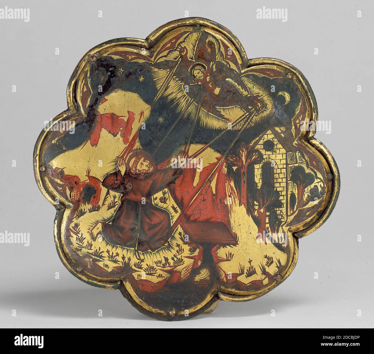 Morse con San Francesco d'Assisi riceve le Stimmate, italiane, ca. 1300-1350. Foto Stock