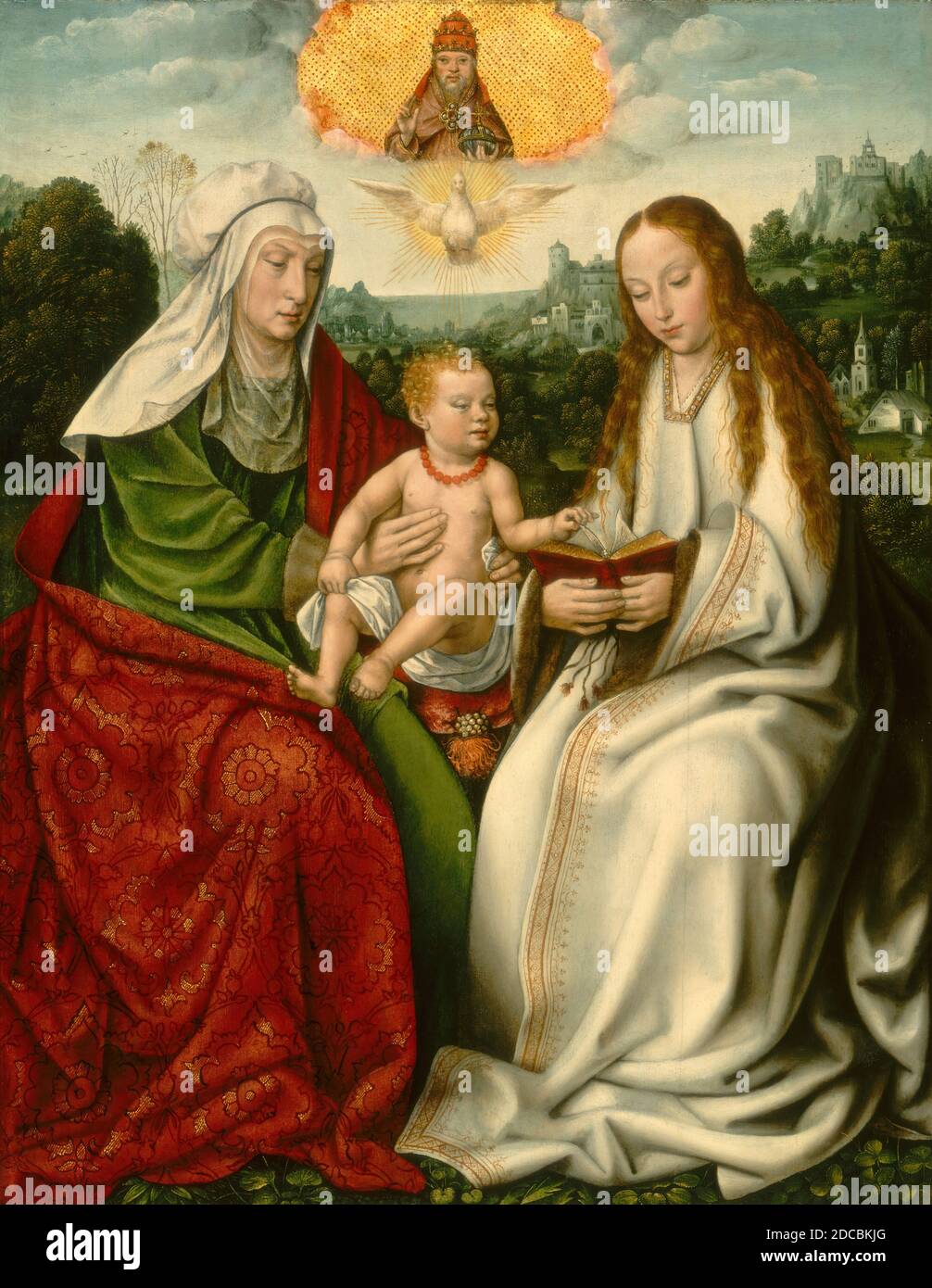 Master of Frankfurt, (artista), Netherlandish, c. 1460 - attivo 1520, Sant'Anna con la Vergine e il Cristo Bambino, c.. 1511/1515, olio su pannello, superficie verniciata: 72.5 x 56.7 cm (28 9/16 x 22 5/16 in.), totale (pannello): 73.5 x 57.5 cm (28 15/16 x 22 5/8 in.), incorniciato: 84.5 x 70.5 x 6.4 cm (33 1/4 x 27 3/4 x 2 1/2 in Foto Stock