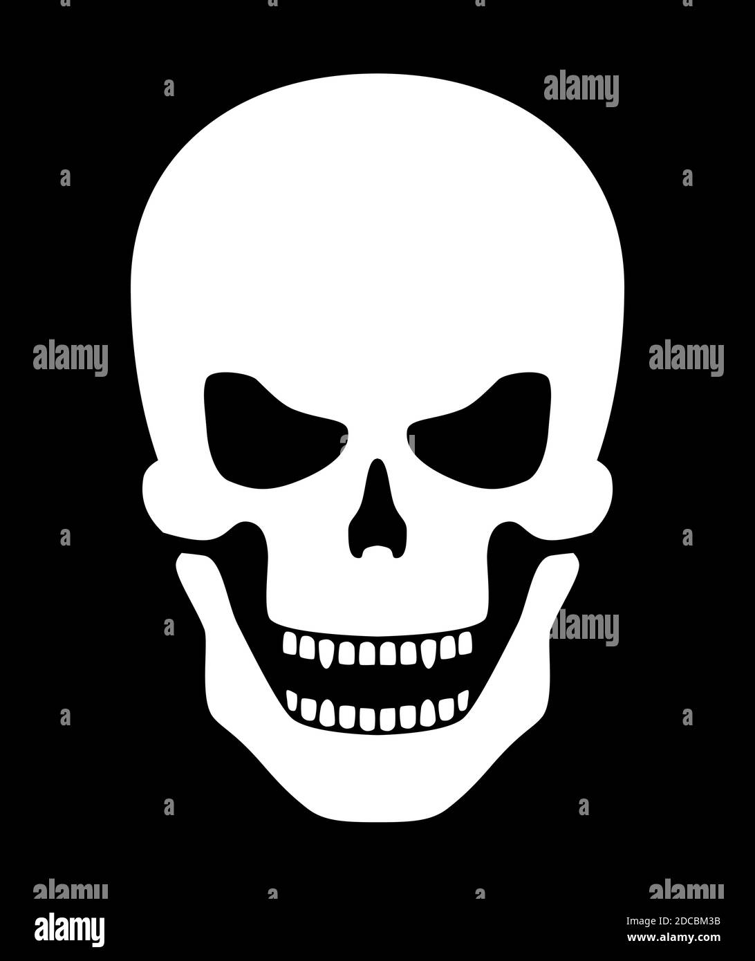 Cranio osseo halloween bianco spaventoso o vettore tatuaggio testa scheletro illustrazione Illustrazione Vettoriale