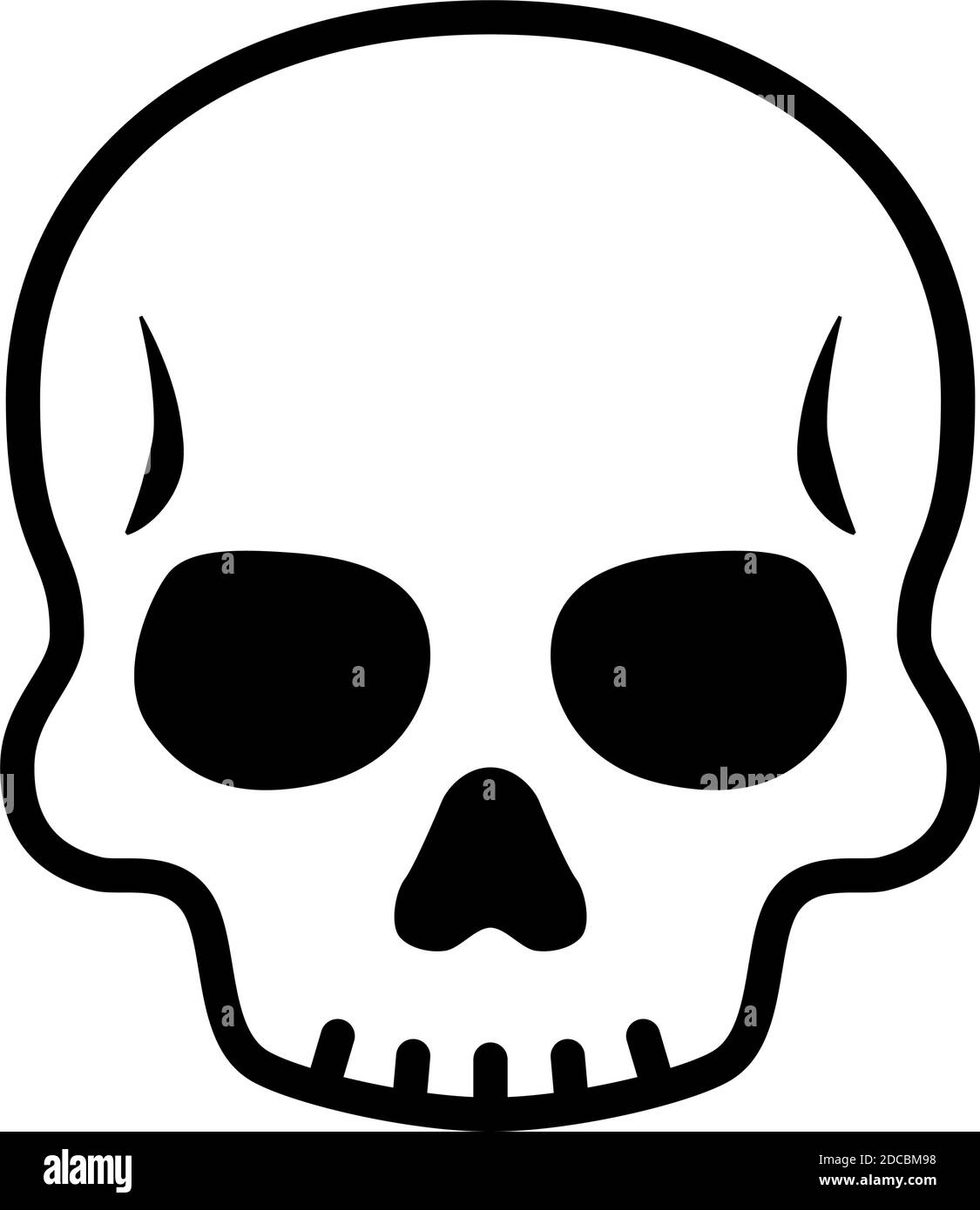 Maschera o vettore di simbolo del cranio umano o dello scheletro della testa ossea illustrazione Illustrazione Vettoriale