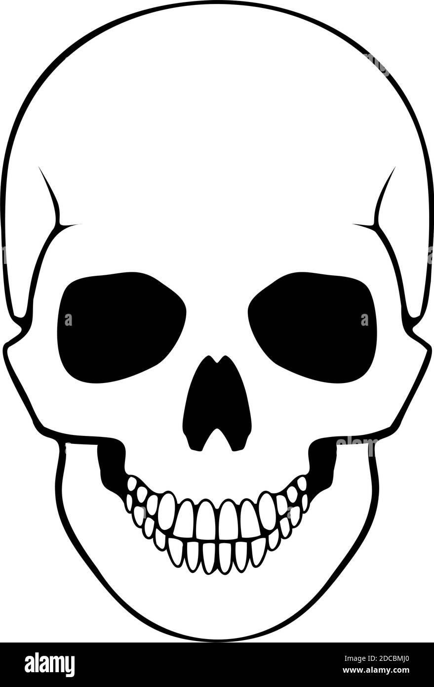 Illustrazione vettoriale del tatuaggio del cranio dello scheletro umano Illustrazione Vettoriale