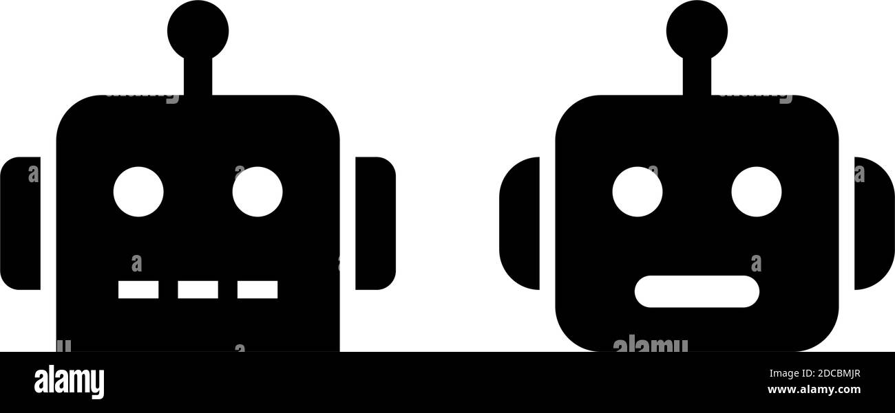 Icona cranio robot robot o vettore di simboli ai avatar illustrazione Illustrazione Vettoriale
