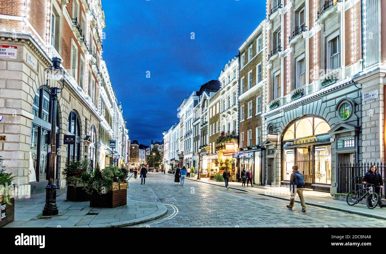 Kings Street Covent Garden at Night London UK Foto Stock